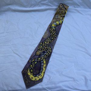 Hand painted Meier Seide Coiled Snake 100% silk men's neck tie Artist Signed